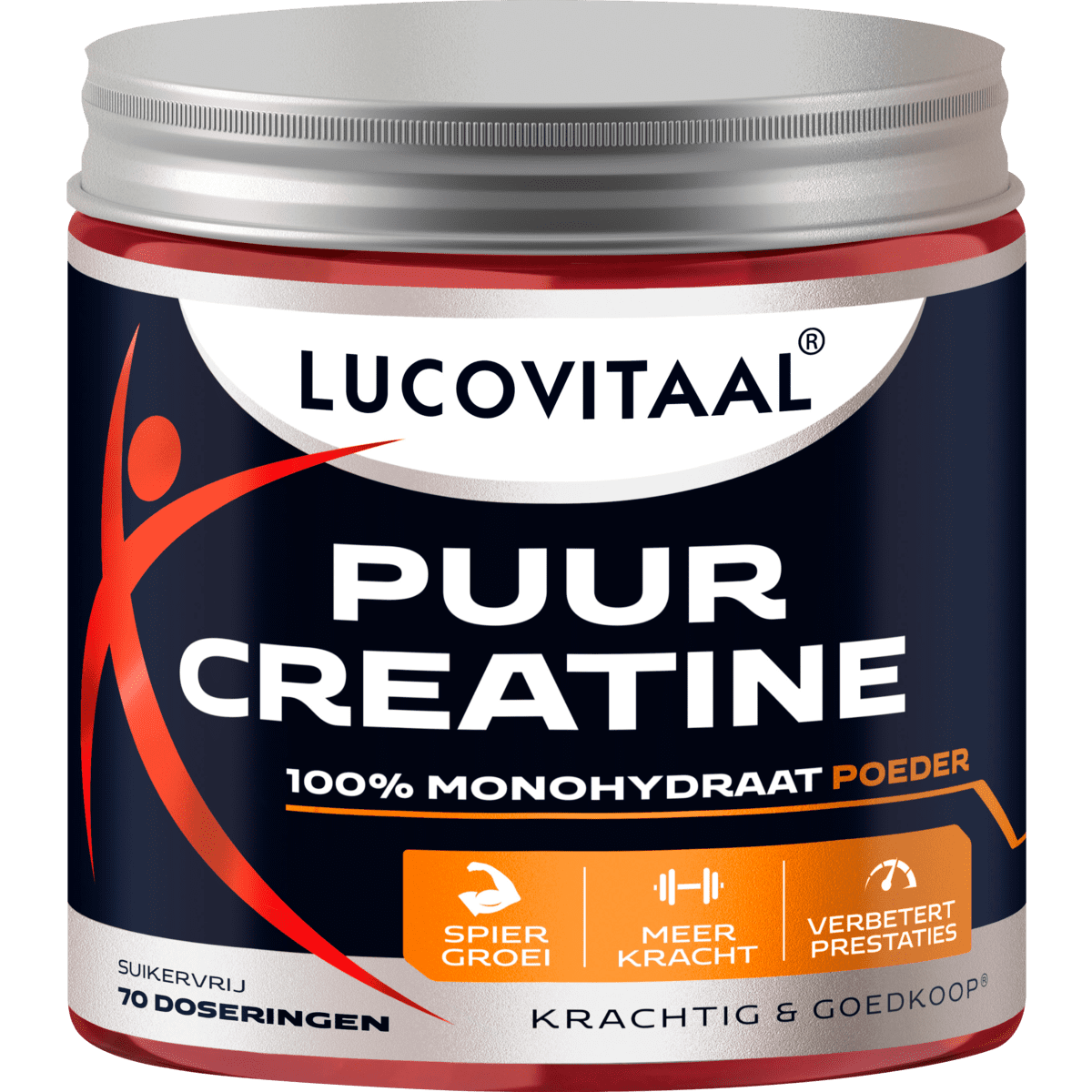 Pot Lucovitaal Puur Creatine 100% monohydraat poeder, verkrijgbaar bij Etos Pot Lucovitaal Puur Creatine 100% monohydraat poeder, verkrijgbaar bij Etos